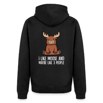 I Like Moose And Maybe Like 3 People - Unisex Premium Organic Zip Hoodie - black - Back - Nico (187cm)