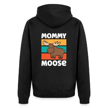 Mama-Elch Streichholz-Elch Mama-Elch - Unisex Premium Bio Zip Hoodie - Schwarz - Hinten - Nico (187cm)
