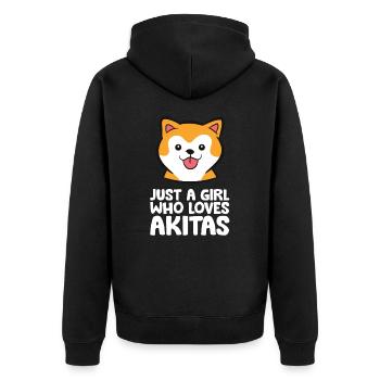 Nur ein Mädchen, das Akita-Hunde liebt - Unisex Premium Bio Zip Hoodie - Schwarz - Hinten - Nico (187cm)