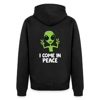 Alien I Come In Peace Space Rave EDM Music Alien - Unisex Premium Organic Zip Hoodie - black - Back - Nico (187cm)