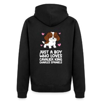 Un seul garçon, les Cavalier King Charles Spaniels - Veste à capuche bio Premium Unisexe - noir - Dos - Nico (187cm)
