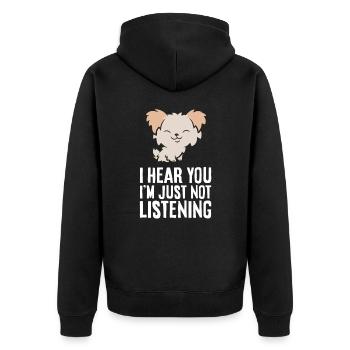 Morkie Dog I Hear You I'm Just Not Listening - Unisex Premium Bio Zip Hoodie - Schwarz - Hinten - Nico (187cm)