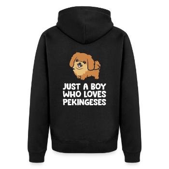 Just a Boy Who Loves Pekingeses - Unisex Premium Organic Zip Hoodie - black - Back - Nico (187cm)
