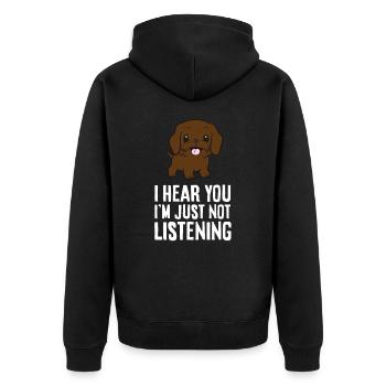 I Hear You I'm Just Not Listening Love - Unisex Premium Bio Zip Hoodie - Schwarz - Hinten - Nico (187cm)