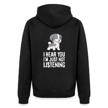 Je t’entends je n’écoute tout simplement pas l’amour havanais - Veste à capuche bio Premium Unisexe - noir - Dos - Nico (187cm)