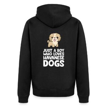Just a Boy Who Loves Havanese Dogs - Unisex Premium Organic Zip Hoodie - black - Back - Nico (187cm)