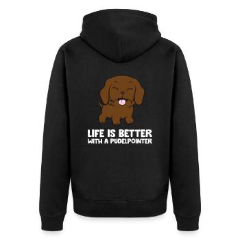 Life Is Better With A Pudelpointer Dog - Unisex Premium Bio Zip Hoodie - Schwarz - Hinten - Nico (187cm)