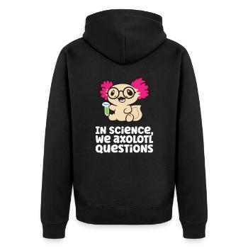 Dans Science We Axolotl questionne la science scientifique - Veste à capuche bio Premium Unisexe - noir - Dos - Nico (187cm)