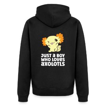 Juste un garçon qui aime Axolotls - Veste à capuche bio Premium Unisexe - noir - Dos - Nico (187cm)