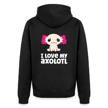 Axolotls As Pets I Love My Axolotl Love Axolotls - Unisex Premium Organic Zip Hoodie - black - Back - Nico (187cm)