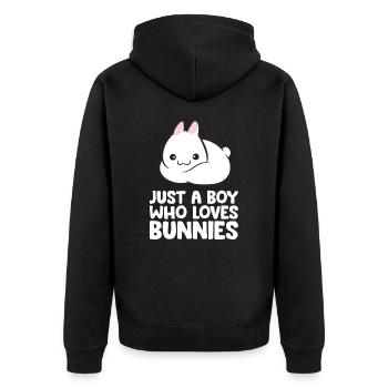 Juste un garçon qui aime les lapins - Veste à capuche bio Premium Unisexe - noir - Dos - Nico (187cm)