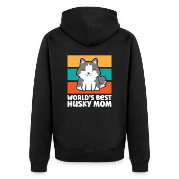 Worlds Best Husky Mom Siberian Husky Dog - Unisex Premium Bio Zip Hoodie - Schwarz - Hinten - Nico (187cm)