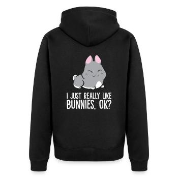 J’aime vraiment les lapins, d’accord? Lapin mignon - Veste à capuche bio Premium Unisexe - noir - Dos - Nico (187cm)