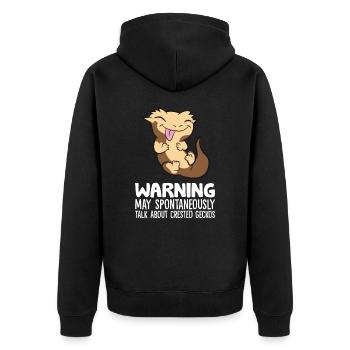 Crested Gecko May Spontaneously Talk About - Unisex Premium Organic Zip Hoodie - black - Back - Nico (187cm)