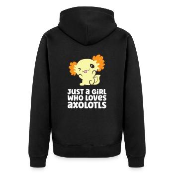 Juste une fille qui aime Axolotls - Veste à capuche bio Premium Unisexe - noir - Dos - Nico (187cm)