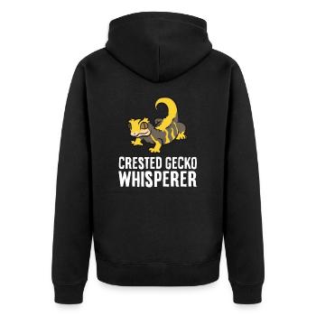 Haubengeckoflüsterer Reptilienliebhaber - Unisex Premium Bio Zip Hoodie - Schwarz - Hinten - Nico (187cm)