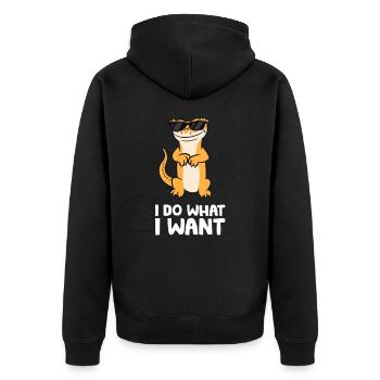 I Do What I Want Reptile Lizard Funny Crested - Unisex Premium Organic Zip Hoodie - black - Back - Nico (187cm)