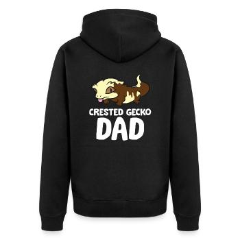 Crested Gecko Dad Lizard Reptile Father Crested - Unisex Premium Organic Zip Hoodie - black - Back - Nico (187cm)