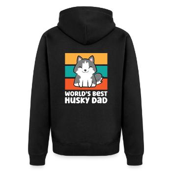 Worlds Best Husky Dad Siberian Husky Dog - Unisex Premium Bio Zip Hoodie - Schwarz - Hinten - Nico (187cm)