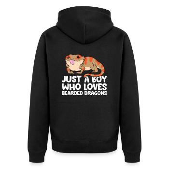 Just a Boy Who Loves Bearded Dragons Reptile - Unisex Premium Organic Zip Hoodie - black - Back - Nico (187cm)