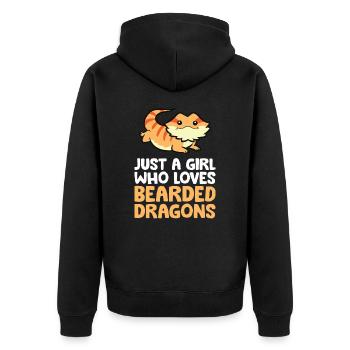 Juste une fille qui aime les dragons barbus Reptile - Veste à capuche bio Premium Unisexe - noir - Dos - Nico (187cm)