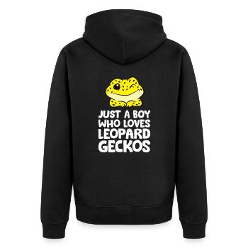 Seulement un garçon qui aime le léopard geckos reptile - Veste à capuche bio Premium Unisexe - noir - Dos - Nico (187cm)