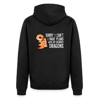 Ich kann leider nicht, ich habe Pläne mit meinen - Unisex Premium Bio Zip Hoodie - Schwarz - Hinten - Nico (187cm)