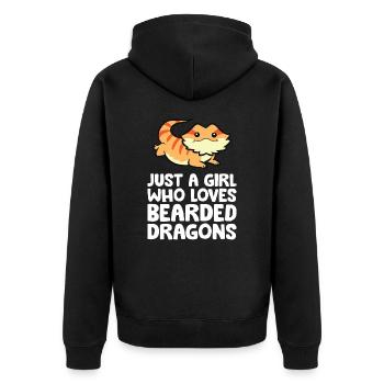 Bartagame Eidechse Nur ein Mädchen, das - Unisex Premium Bio Zip Hoodie - Schwarz - Hinten - Nico (187cm)