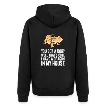 Bearded Dragon You Got A Dog? I Have A Dragon In - Unisex Premium Organic Zip Hoodie - black - Back - Nico (187cm)
