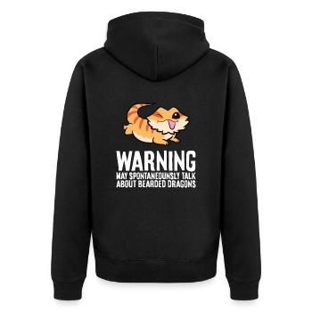 Bartagame kann spontan über Bartagamen sprechen - Unisex Premium Bio Zip Hoodie - Schwarz - Hinten - Nico (187cm)