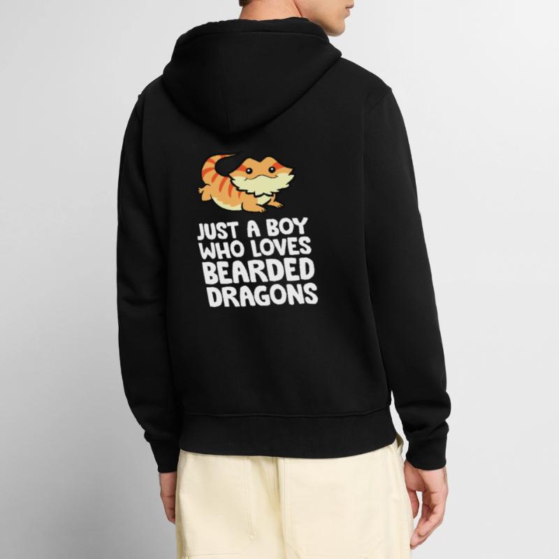 Bartagame Eidechse Nur ein Junge, der Bartagamen Unisex Premium Bio Zip Hoodie