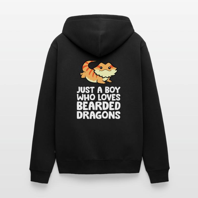 Bartagame Eidechse Nur ein Junge, der Bartagamen Unisex Premium Bio Zip Hoodie