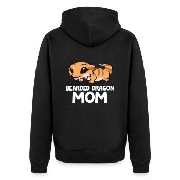 Bearded Dragon Mom Lizard Reptile Mother Bearded - Unisex Premium Organic Zip Hoodie - black - Back - Nico (187cm)