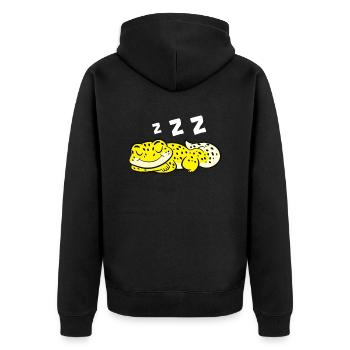 Leopard Gecko Reptil Eidechse Schlafender Leopard - Unisex Premium Bio Zip Hoodie - Schwarz - Hinten - Nico (187cm)