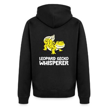 Leopardgecko-Flüsterer Reptilienliebhaber - Unisex Premium Bio Zip Hoodie - Schwarz - Hinten - Nico (187cm)
