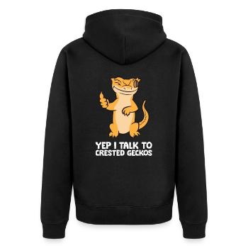 Crested Gecko Owner Reptile Yep I Talk To Crested - Unisex Premium Organic Zip Hoodie - black - Back - Nico (187cm)