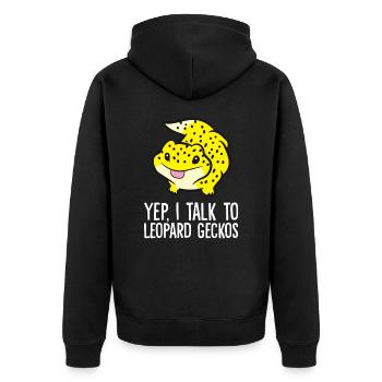 Leopard Gecko Owner Reptile Yep I Talk To Leopard - Unisex Premium Organic Zip Hoodie - black - Back - Nico (187cm)