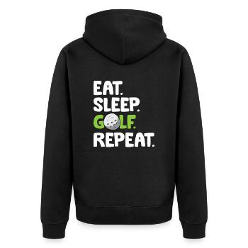 Eat Sleep Golf Repeat Funny Golf Player - Unisex Premium Organic Zip Hoodie - black - Back - Nico (187cm)