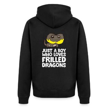 Juste un garçon qui aime les dragons à froufrous ondulés - Veste à capuche bio Premium Unisexe - noir - Dos - Nico (187cm)