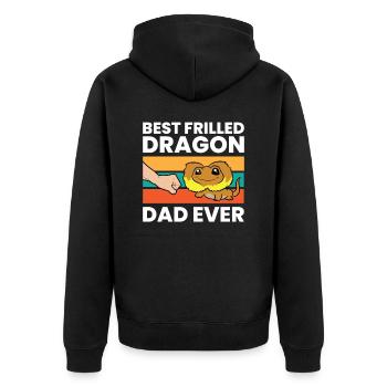 Best Frilled Dragon Dad Ever - Unisex Premium Organic Zip Hoodie - black - Back - Nico (187cm)