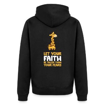 Citation de motivation Que votre foi soit plus grande - Veste à capuche bio Premium Unisexe - noir - Dos - Nico (187cm)
