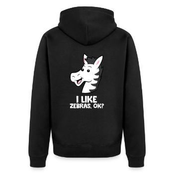 I Like Zebras Ok? Funny Zebra Lover - Unisex Premium Organic Zip Hoodie - black - Back - Nico (187cm)