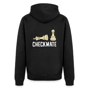 Schachspiel Lustig Schachspieler Schachmatt - Unisex Premium Bio Zip Hoodie - Schwarz - Hinten - Nico (187cm)