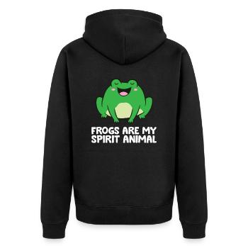 Funny Frog Lover Frogs Are My Spirit Animal - Unisex Premium Organic Zip Hoodie - black - Back - Nico (187cm)