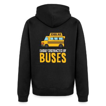 Autobus scolaire légèrement distrait par les autobus - Veste à capuche bio Premium Unisexe - noir - Dos - Nico (187cm)