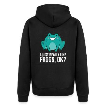 Frog Lover I Just Really Like Frogs - Unisex Premium Organic Zip Hoodie - black - Back - Nico (187cm)