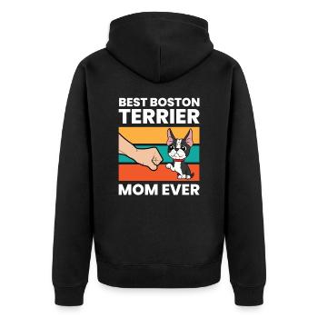 Meilleur Boston Terrier Maman Jamais Pet - Veste à capuche bio Premium Unisexe - noir - Dos - Nico (187cm)
