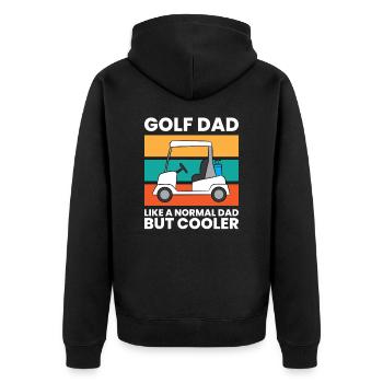 Golf Dad Wie ein normaler Dad aber cooler - Unisex Premium Bio Zip Hoodie - Schwarz - Hinten - Nico (187cm)
