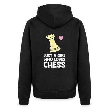 Just a Girl Who Loves Chess - Unisex Premium Organic Zip Hoodie - black - Back - Nico (187cm)