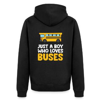 Juste un garçon qui aime les bus - Veste à capuche bio Premium Unisexe - noir - Dos - Nico (187cm)